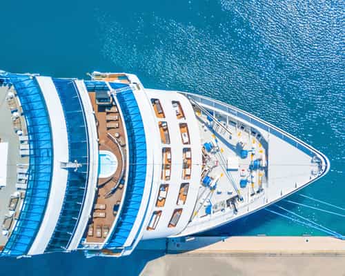 an aerial view of a cruise ship